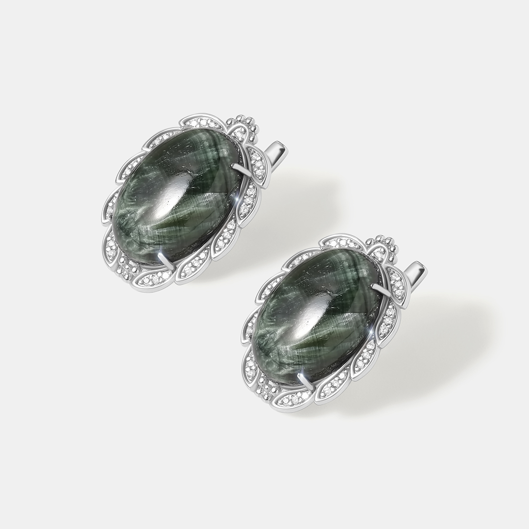 Серебряные серьги с серафинитами