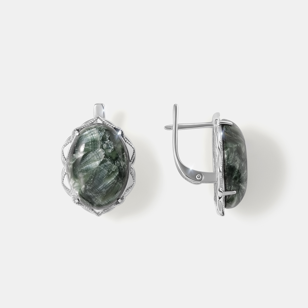 Серебряные серьги с серафинитами