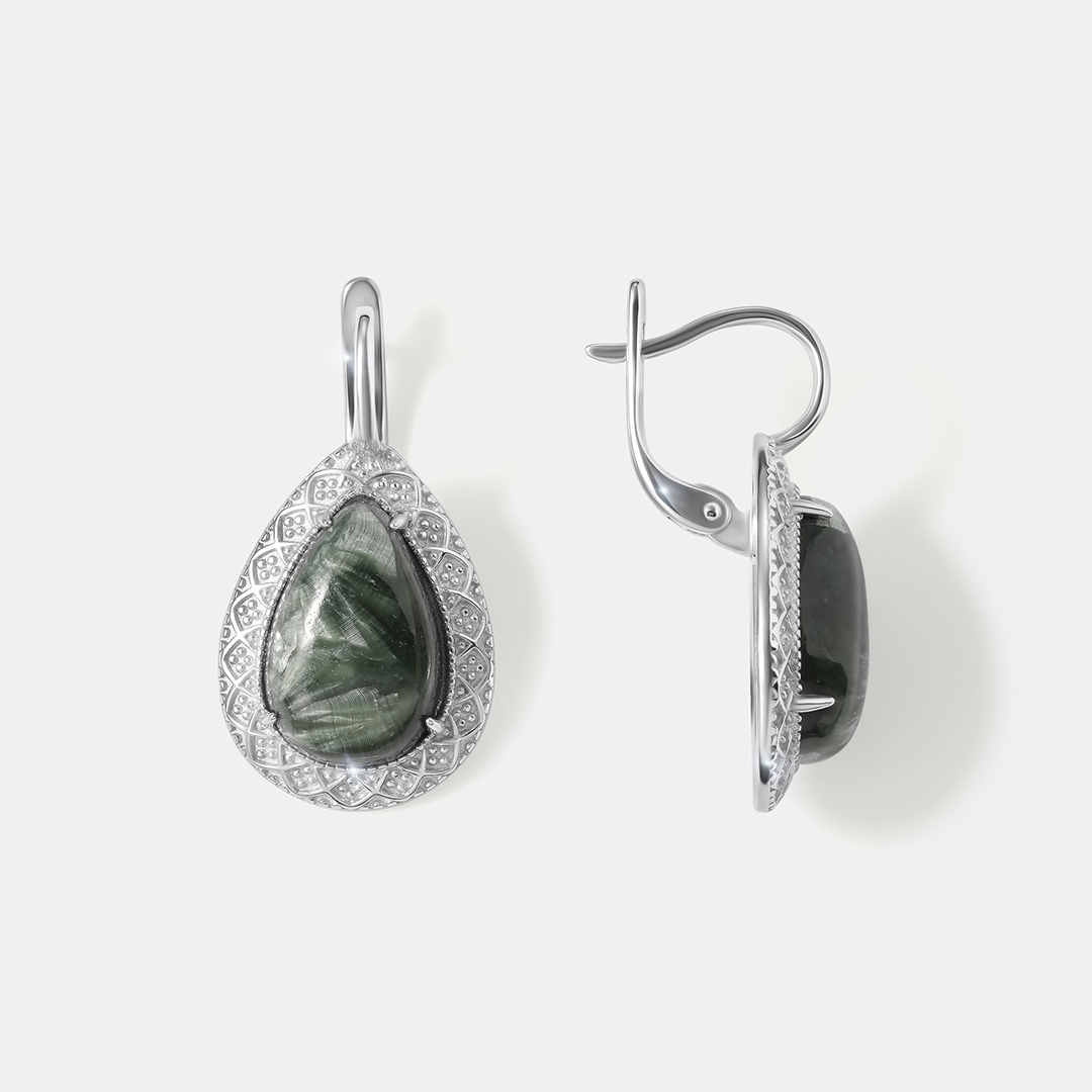 Серебряные серьги с серафинитами