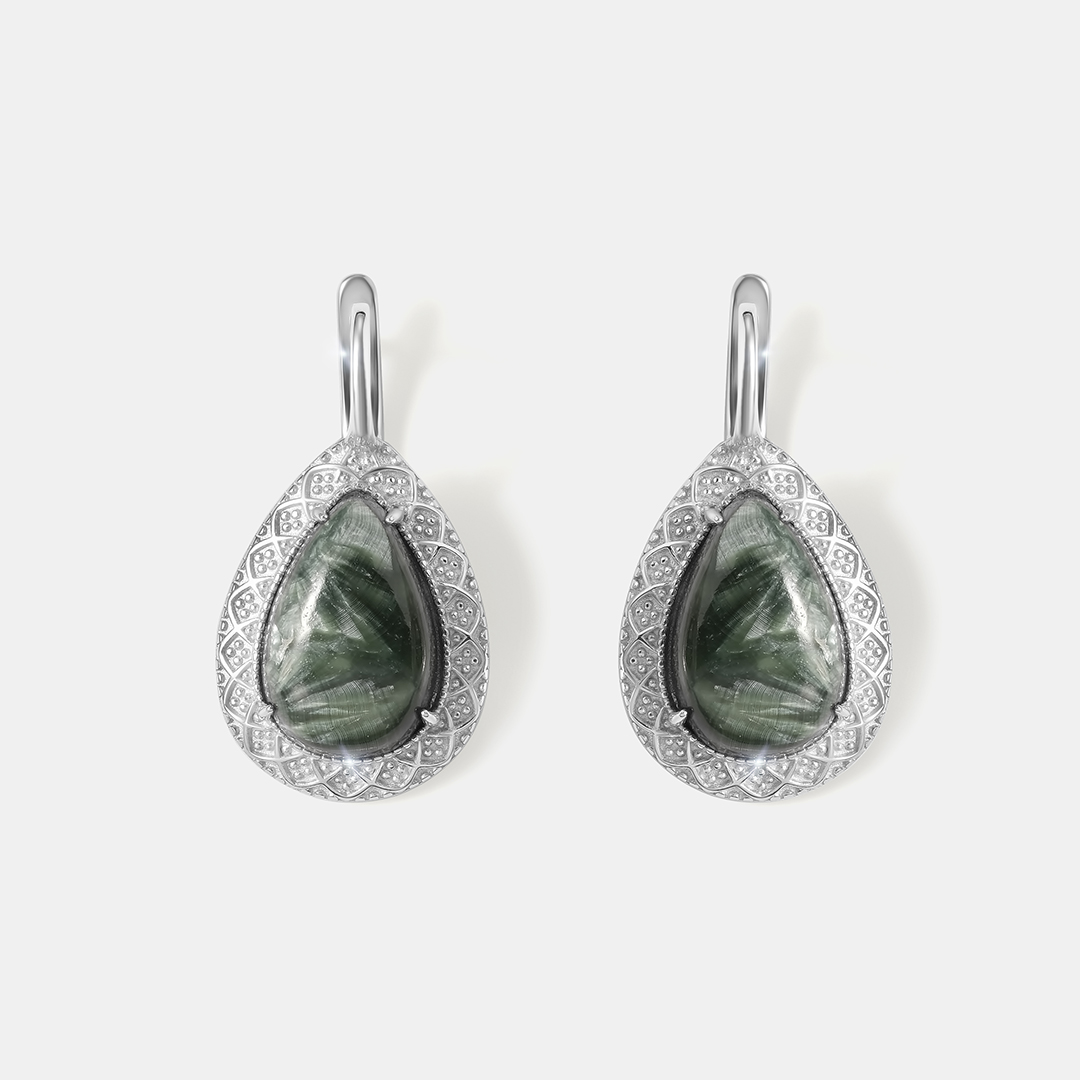 Серебряные серьги с серафинитами