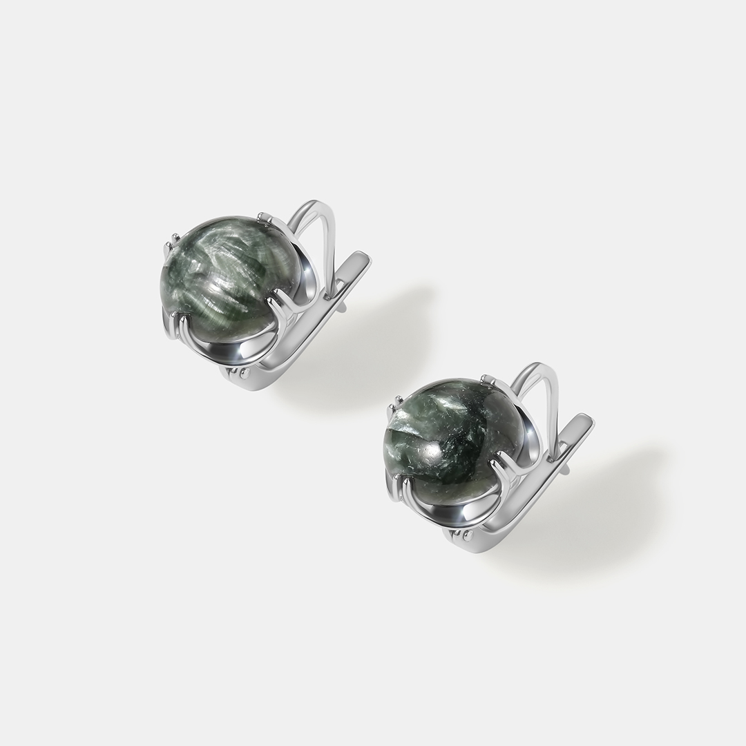 Серебряные серьги с серафинитами