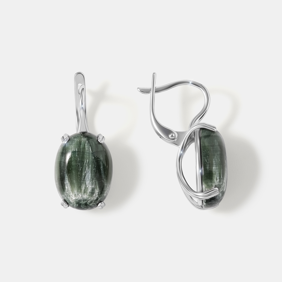 Серебряные серьги с серафинитами