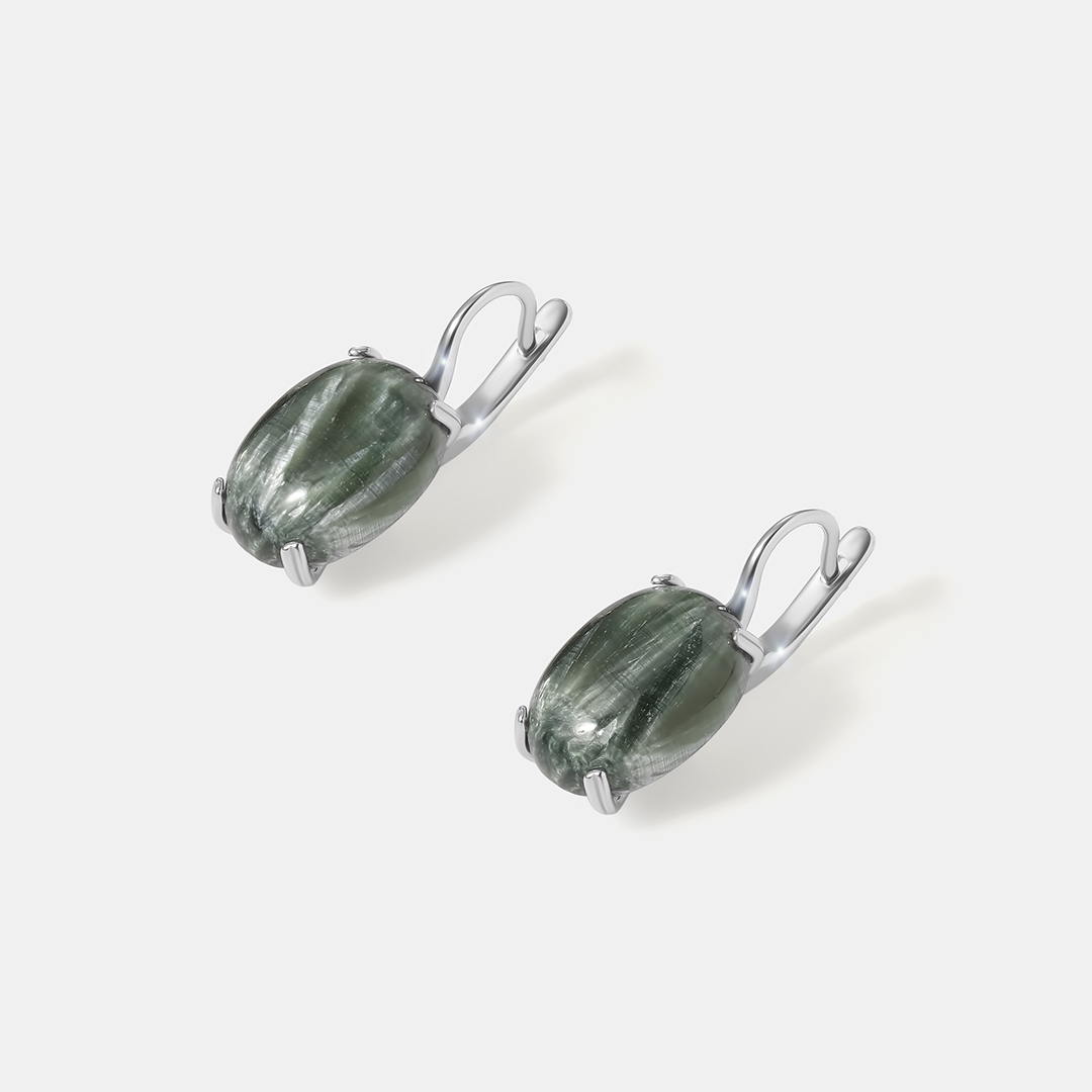 Серебряные серьги с серафинитами