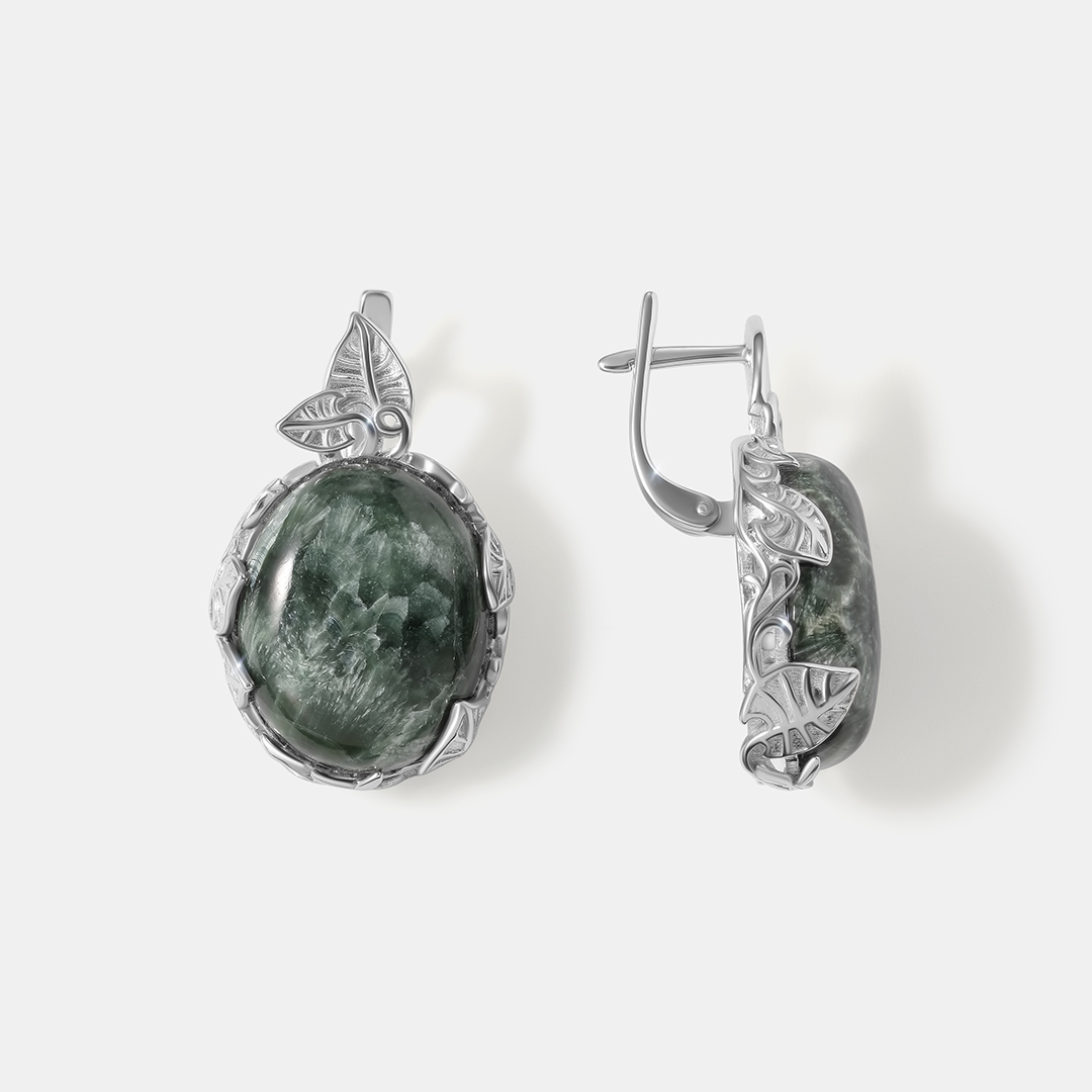 Серебряные серьги с серафинитами
