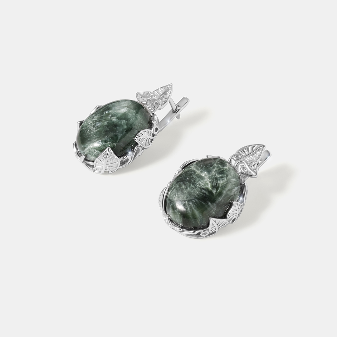 Серебряные серьги с серафинитами