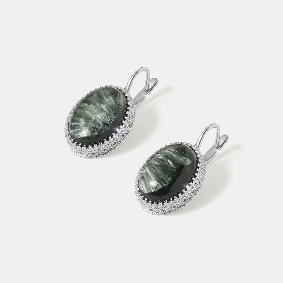 Серебряные серьги с серафинитами