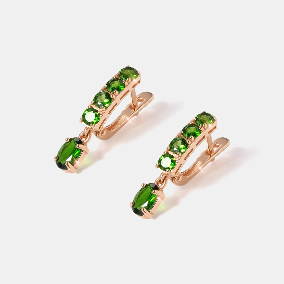 Серебряные серьги с хромдиопсидами