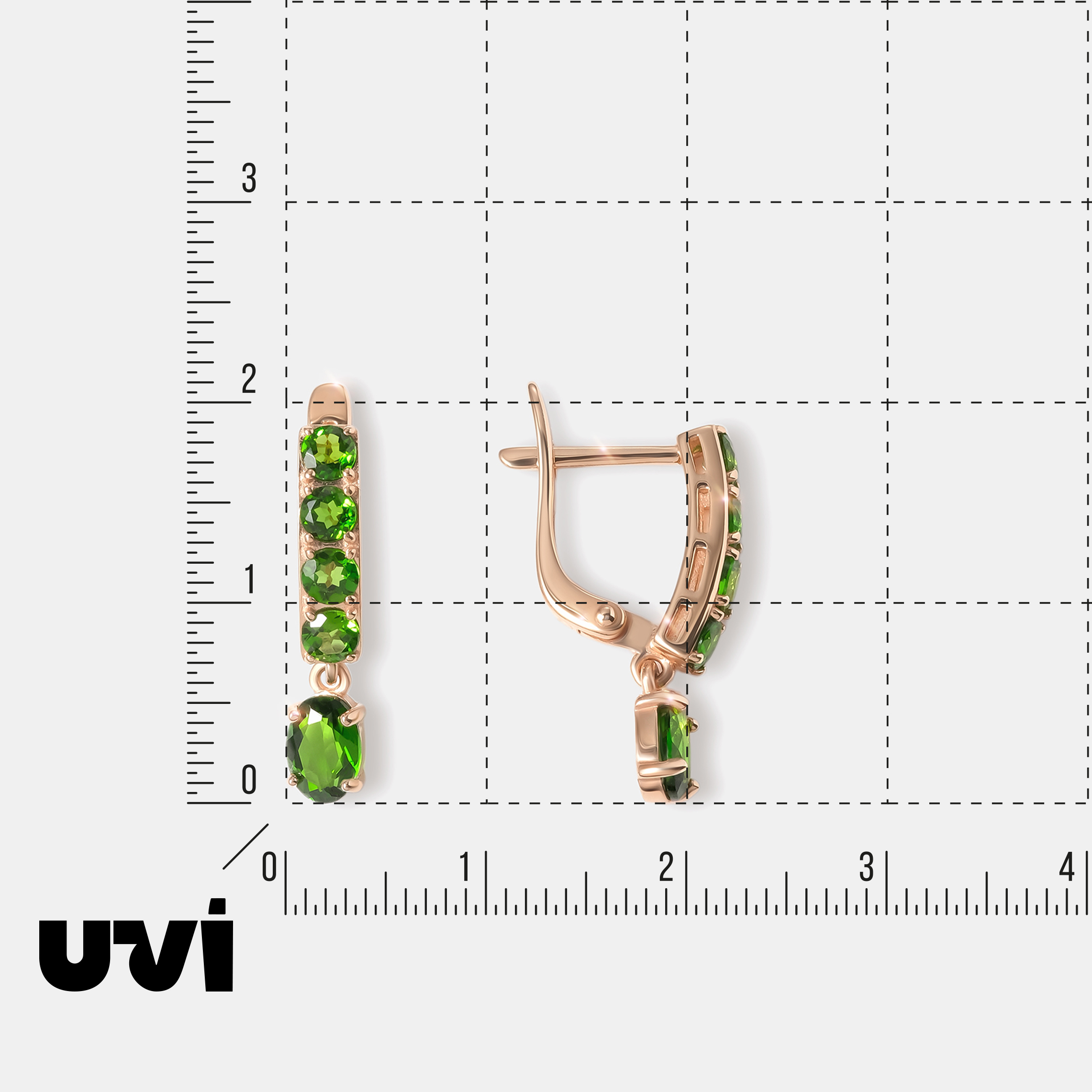 Серебряные серьги с хромдиопсидами