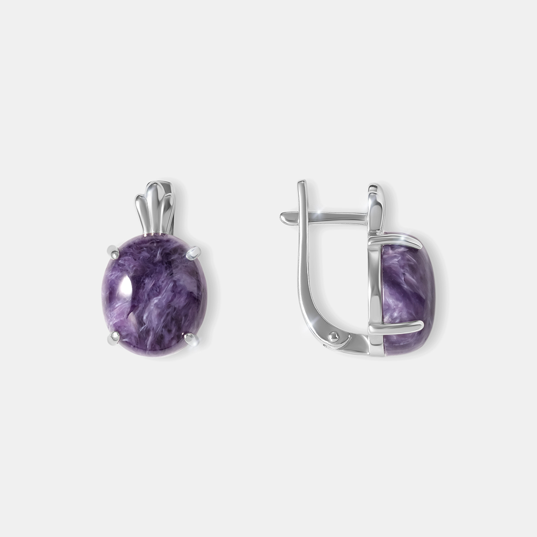 Серебряные серьги с чароитами