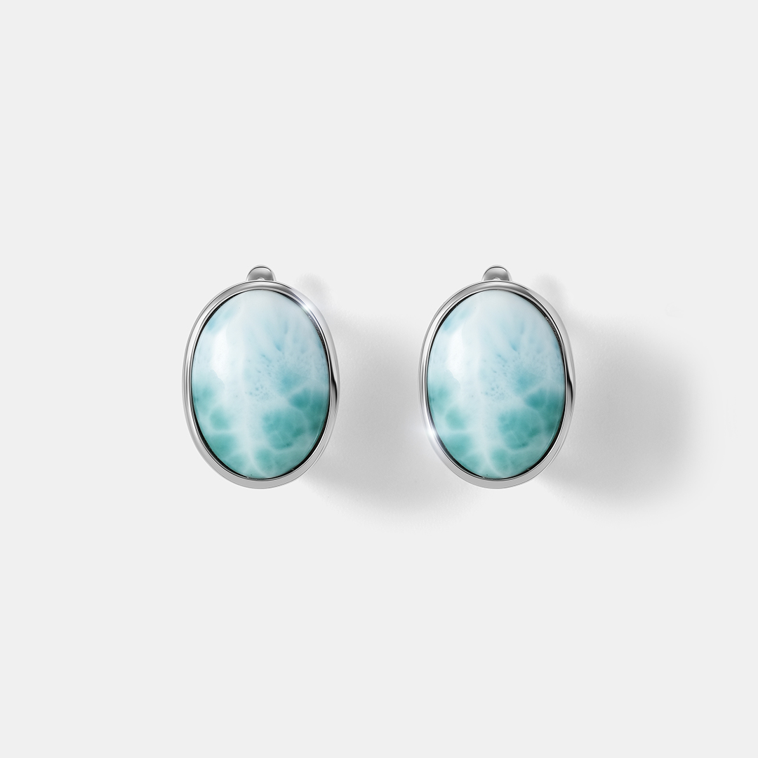 Серебряные серьги с ларимарами