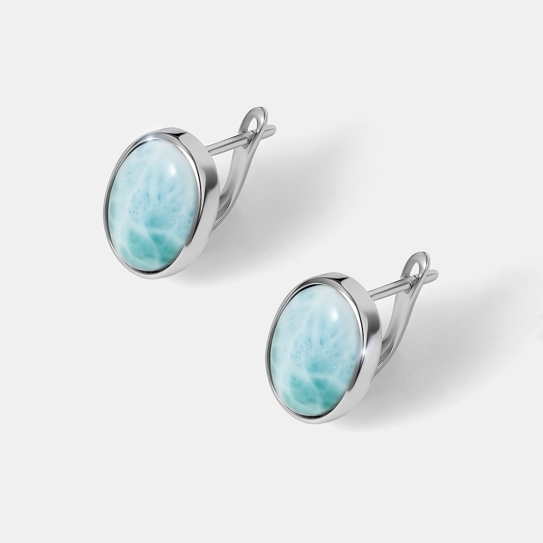 Серебряные серьги с ларимарами