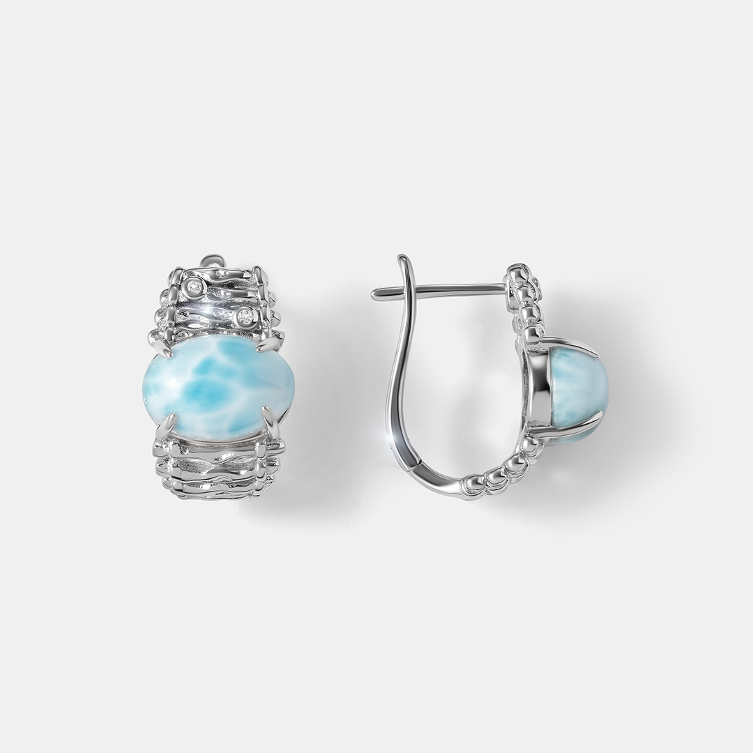 Серебряные серьги с ларимарами