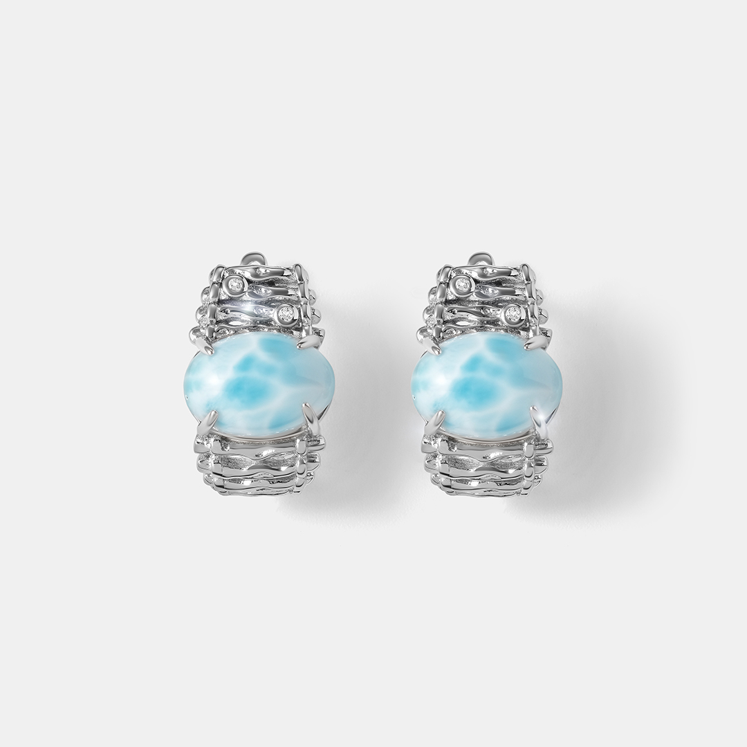 Серебряные серьги с ларимарами