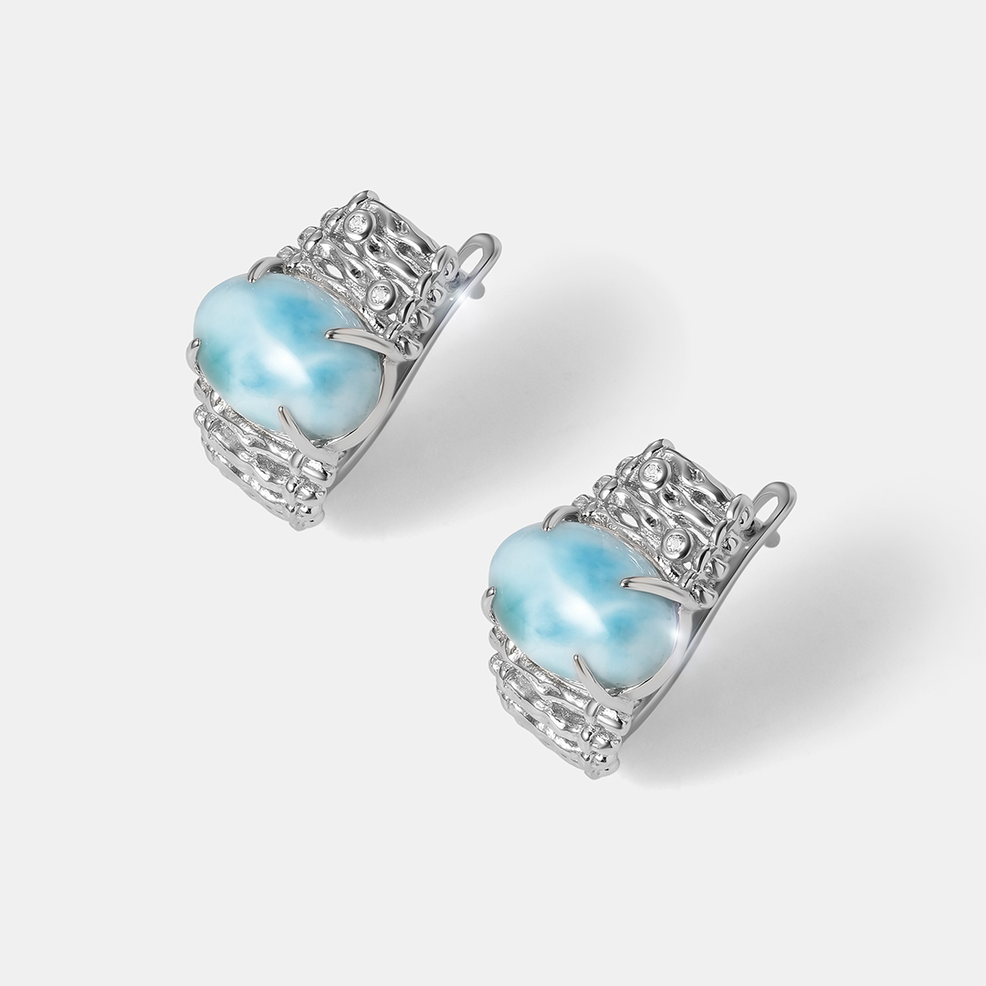 Серебряные серьги с ларимарами