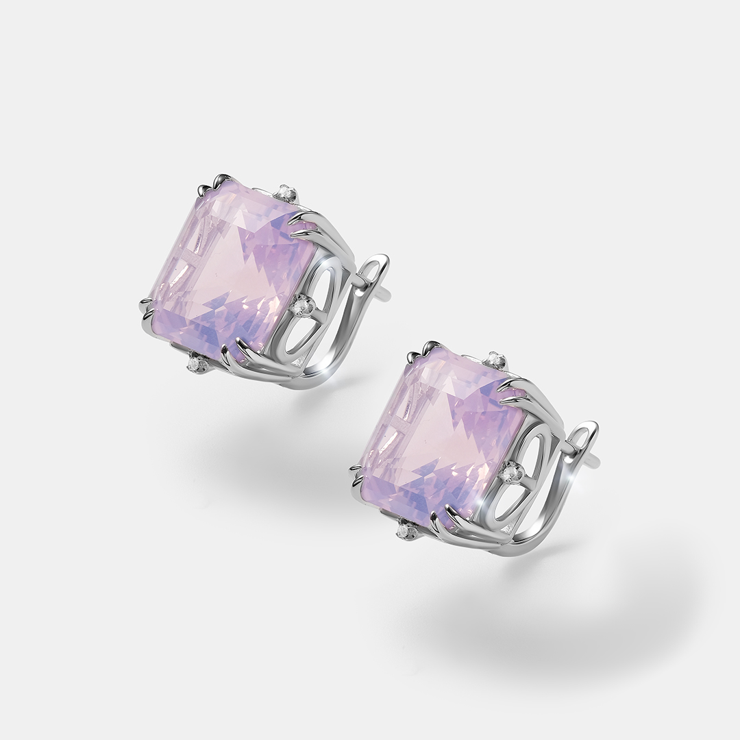 Серебряные серьги с кварцем