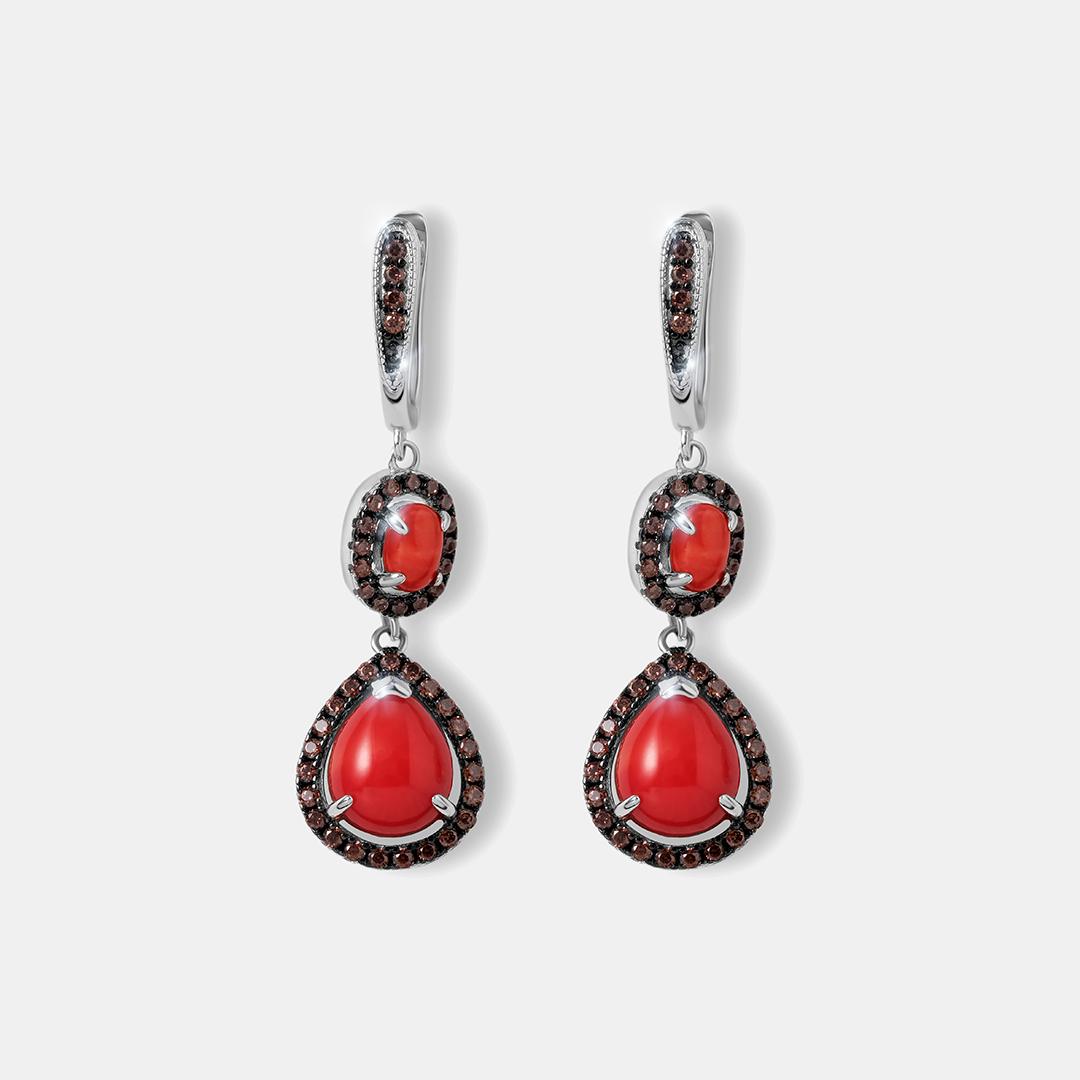 Серебряные серьги с кораллами