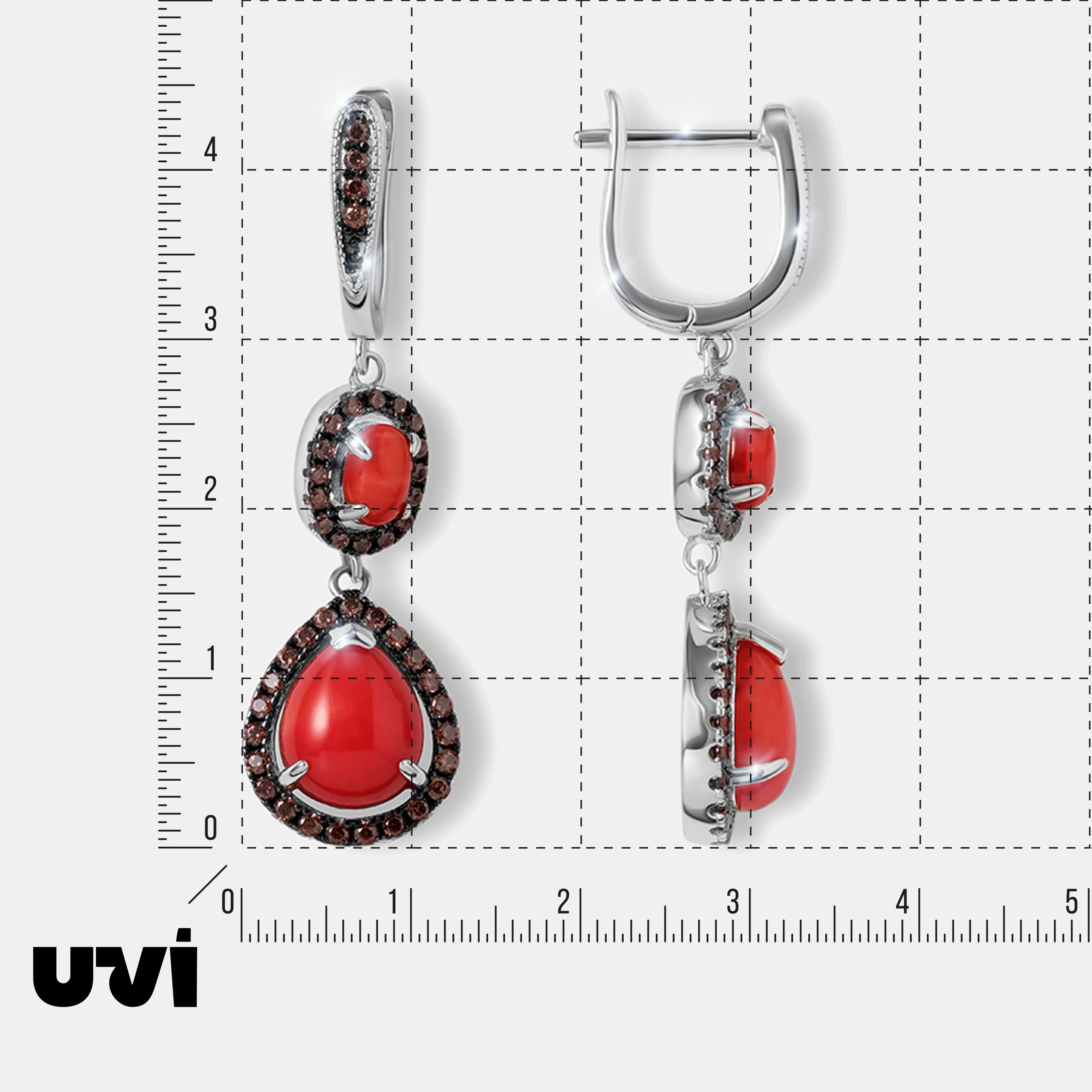 Серебряные серьги с кораллами