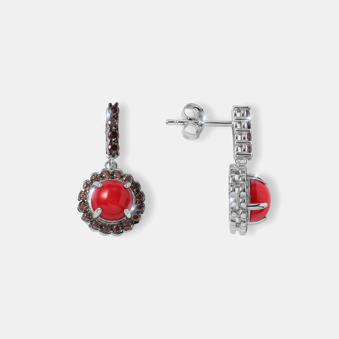 Серебряные серьги с кораллами