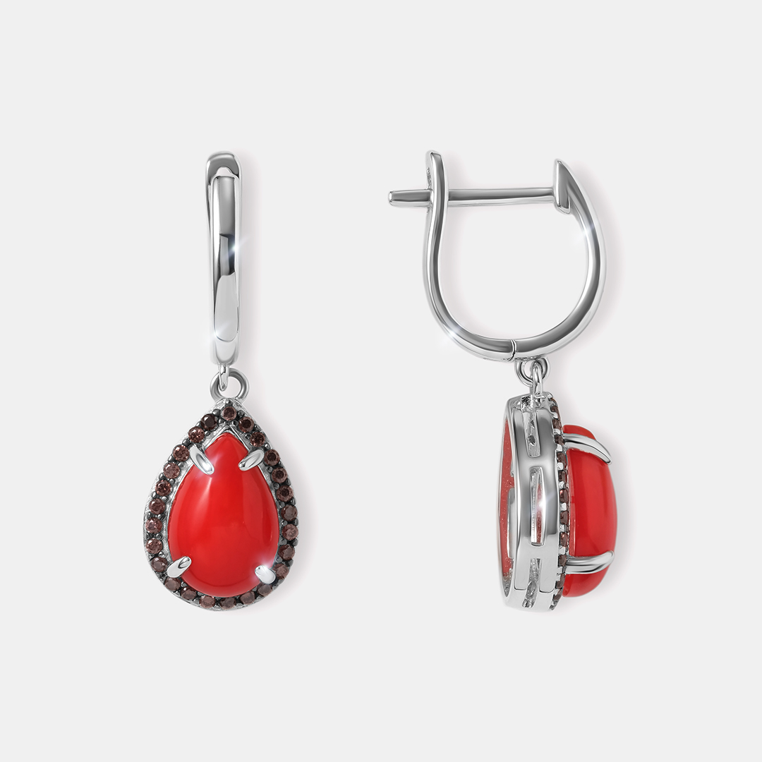 Серебряные серьги с кораллами