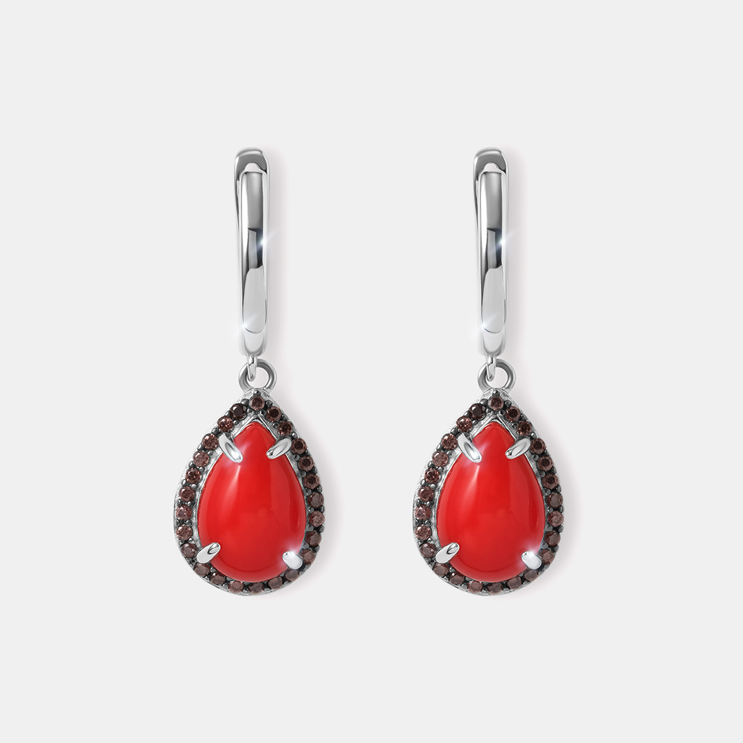 Серебряные серьги с кораллами