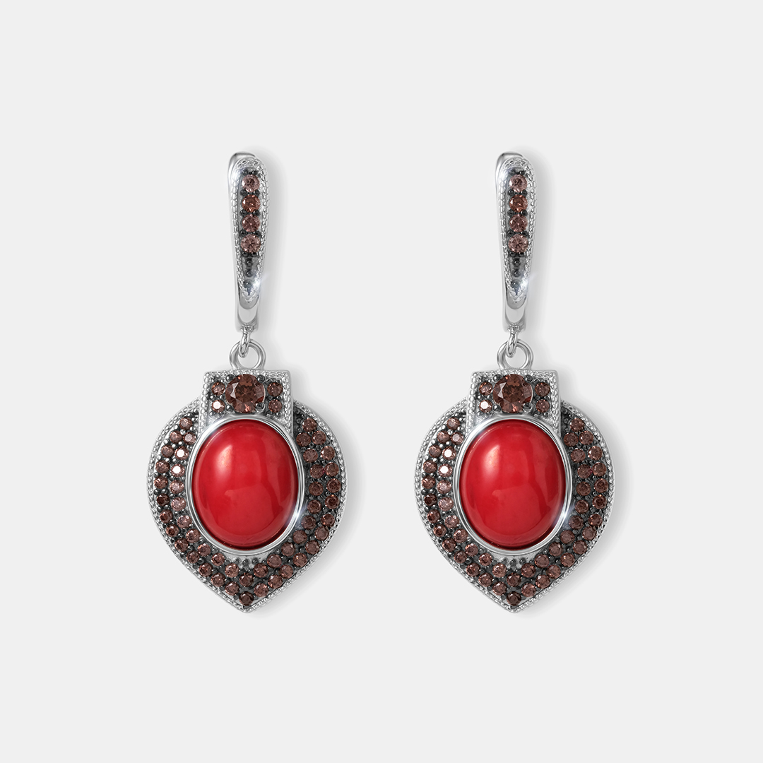 Серебряные серьги с кораллами