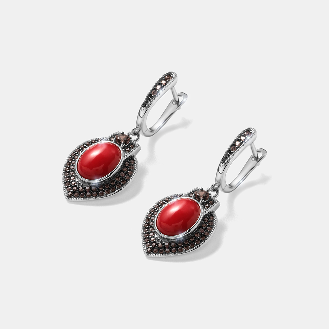 Серебряные серьги с кораллами
