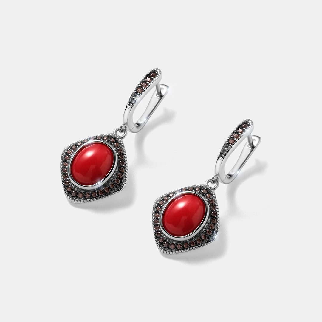 Серебряные серьги с кораллами