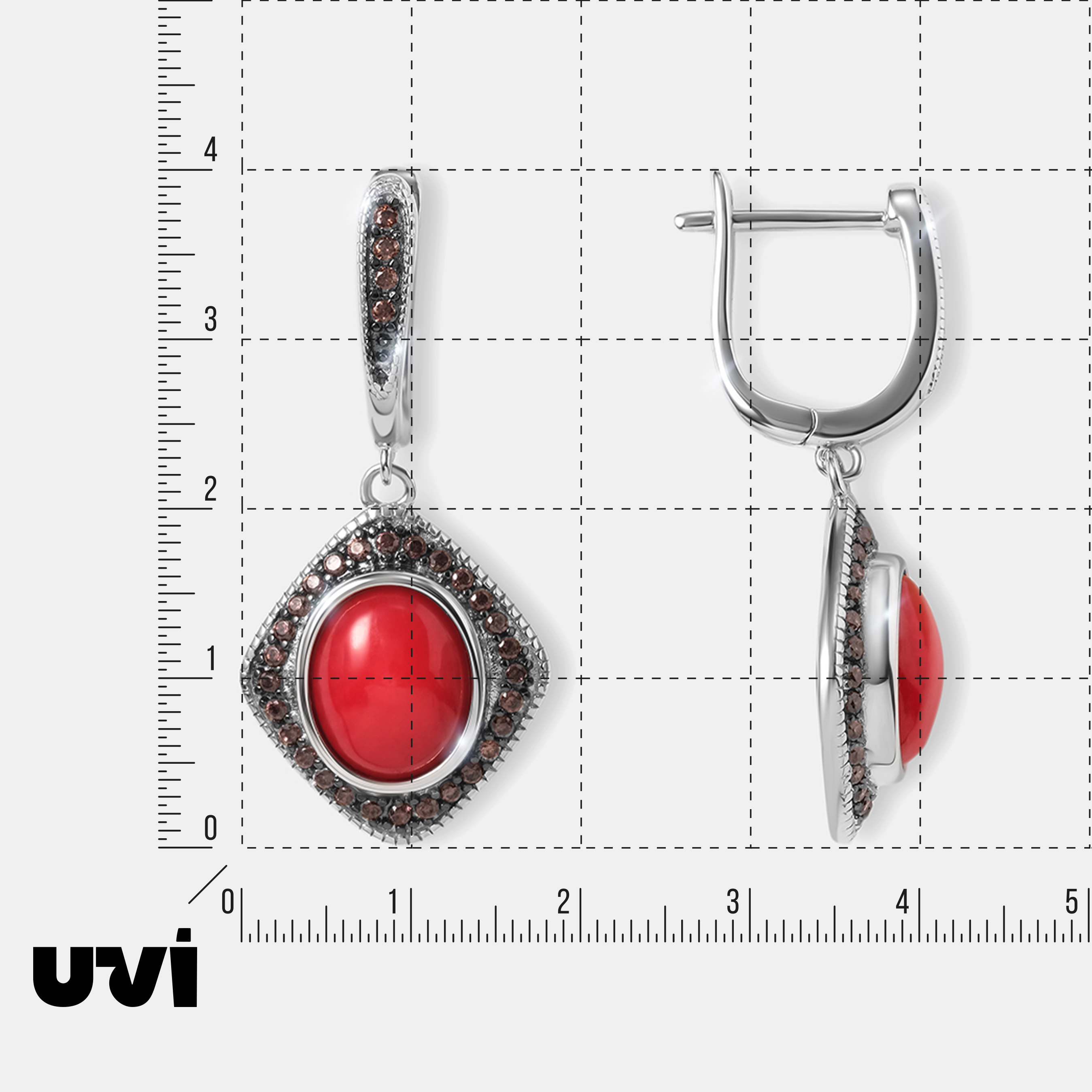 Серебряные серьги с кораллами