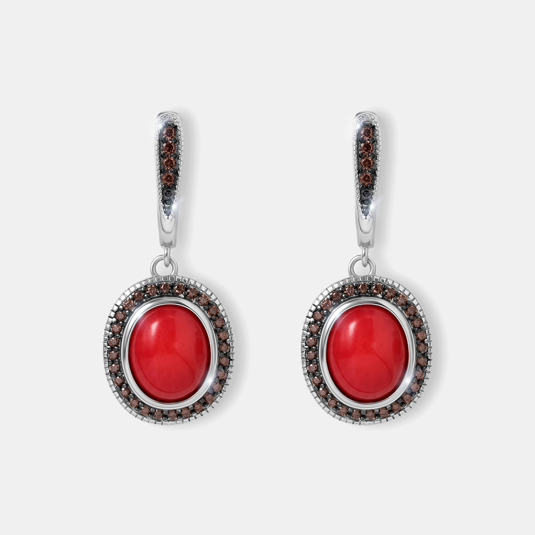 Серебряные серьги с кораллами