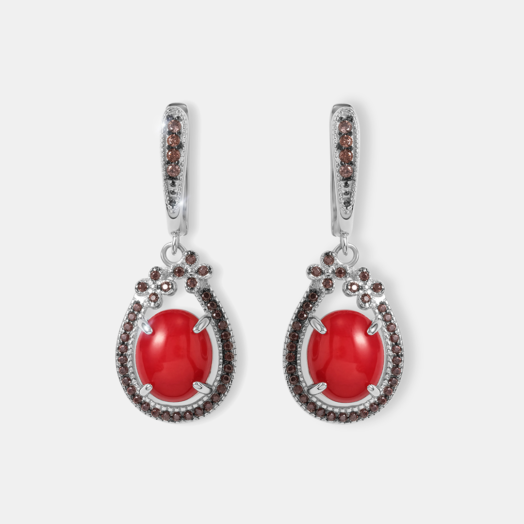 Серебряные серьги с кораллами