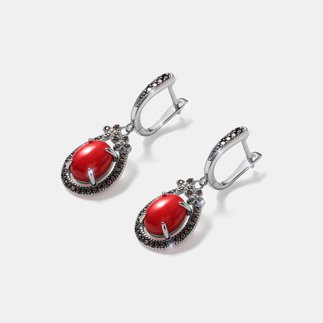 Серебряные серьги с кораллами