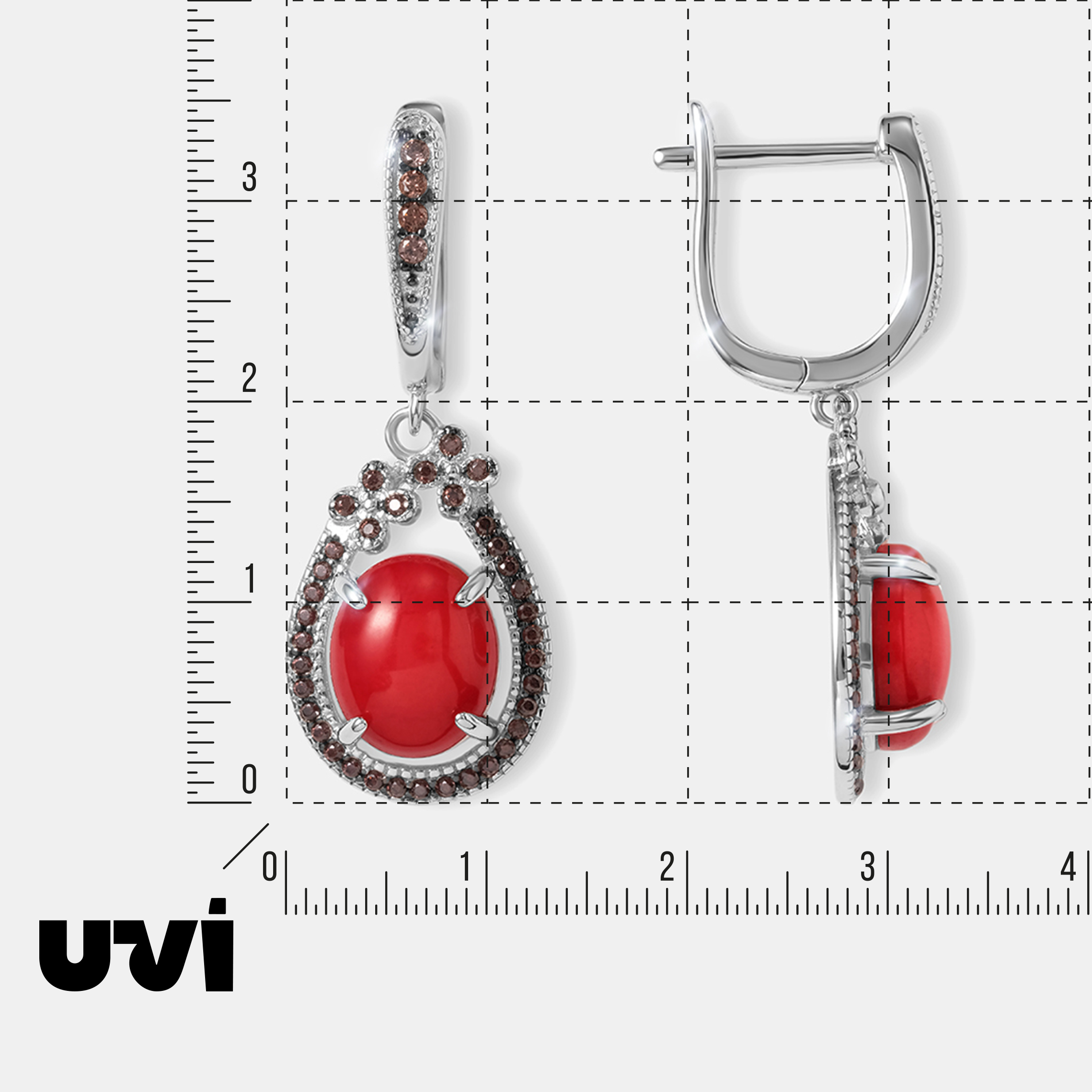 Серебряные серьги с кораллами