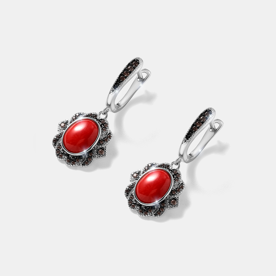 Серебряные серьги с кораллами