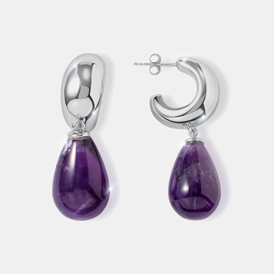 Серебряные серьги с аметистами