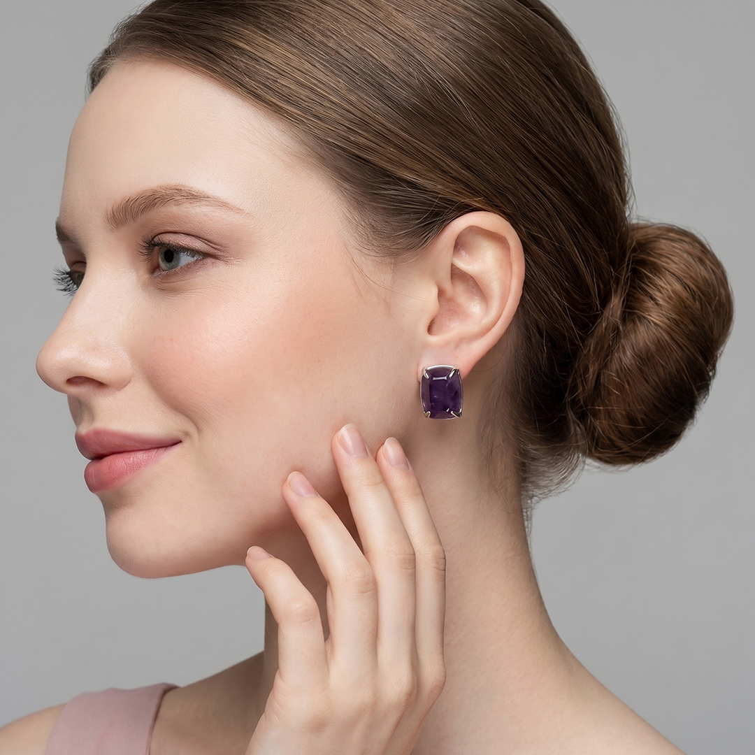 Серебряные серьги с аметистами