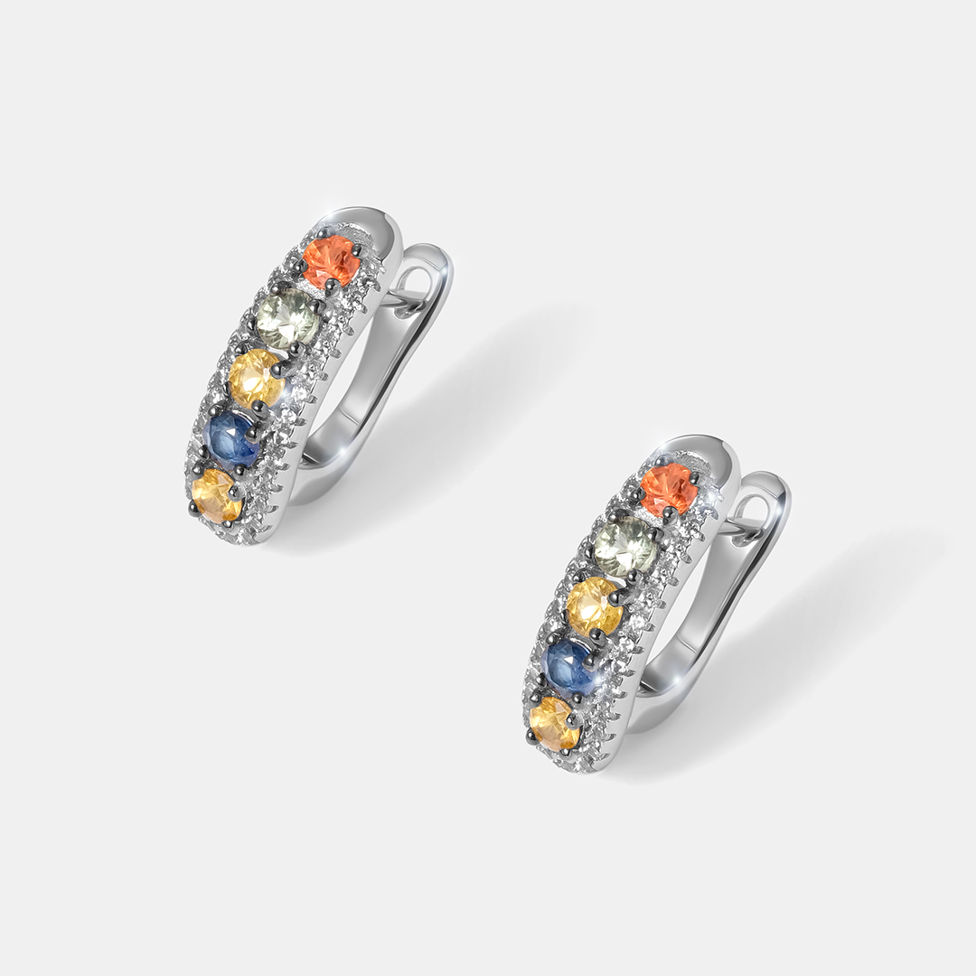 Серебряные серьги с мультисапфирами