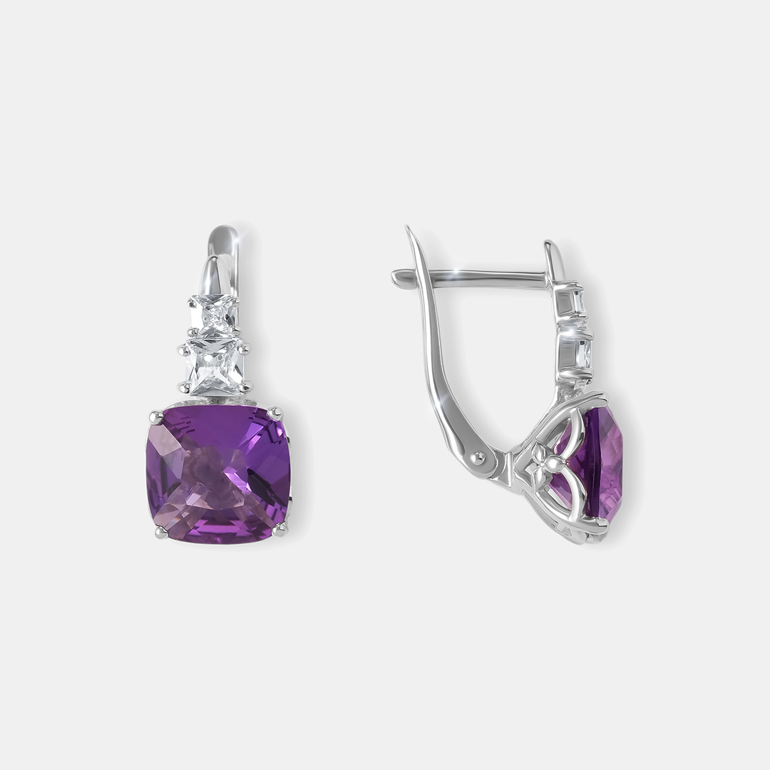 Серебряные серьги с аметистами