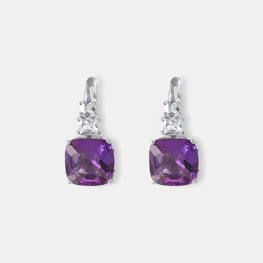Серебряные серьги с аметистами