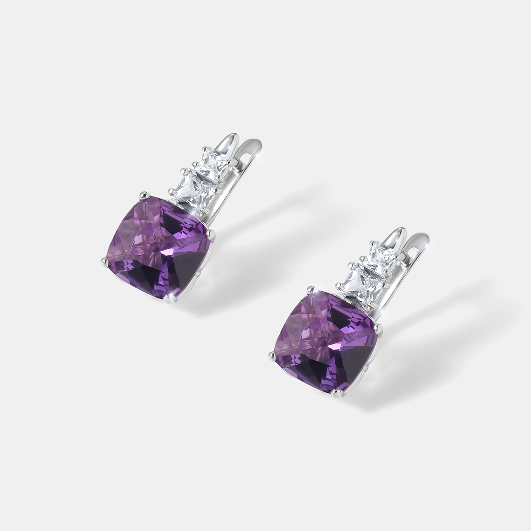 Серебряные серьги с аметистами