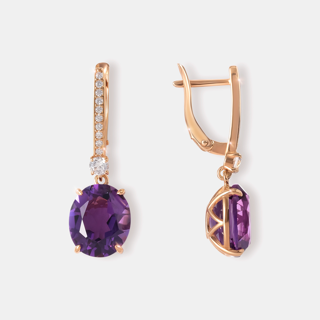 Серебряные серьги с аметистами