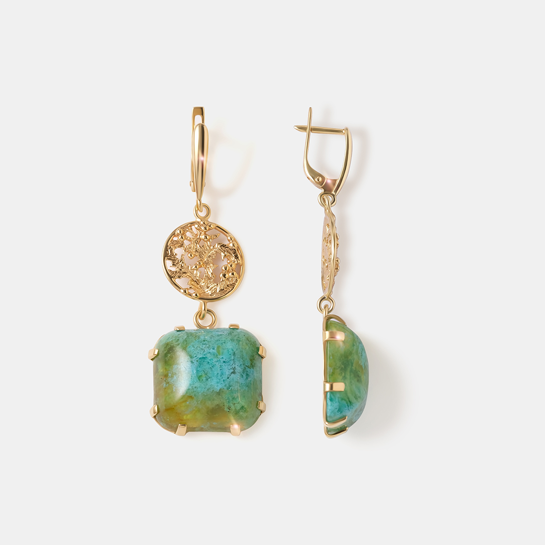 Серебряные серьги с янтарем