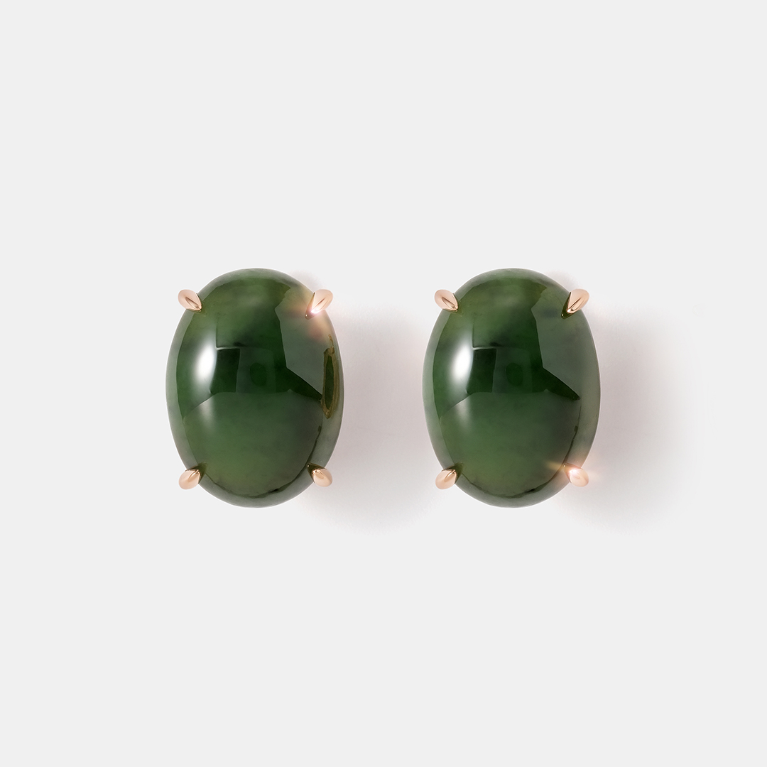 Серебряные серьги с нефритами
