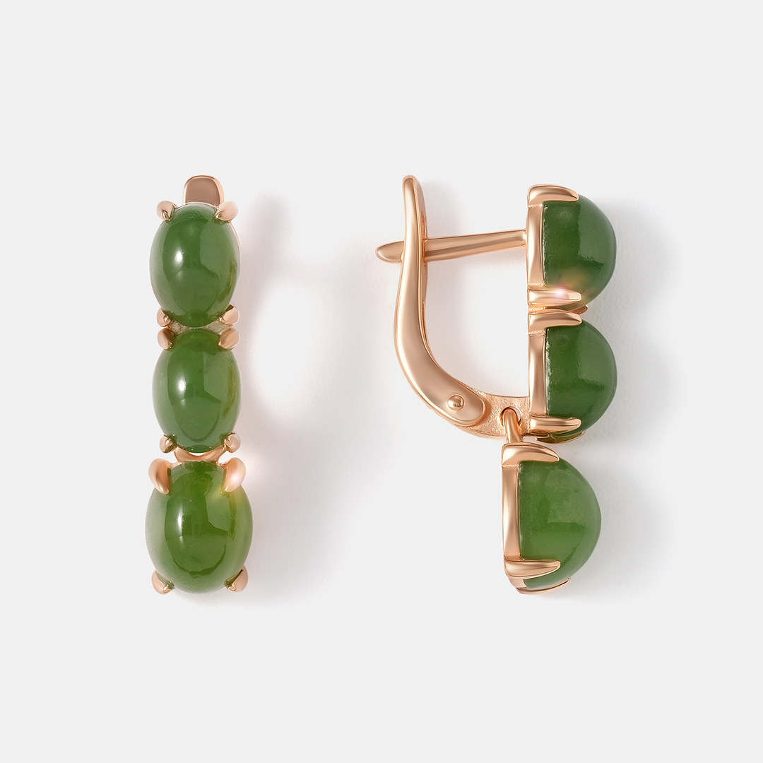 Серебряные серьги с нефритами
