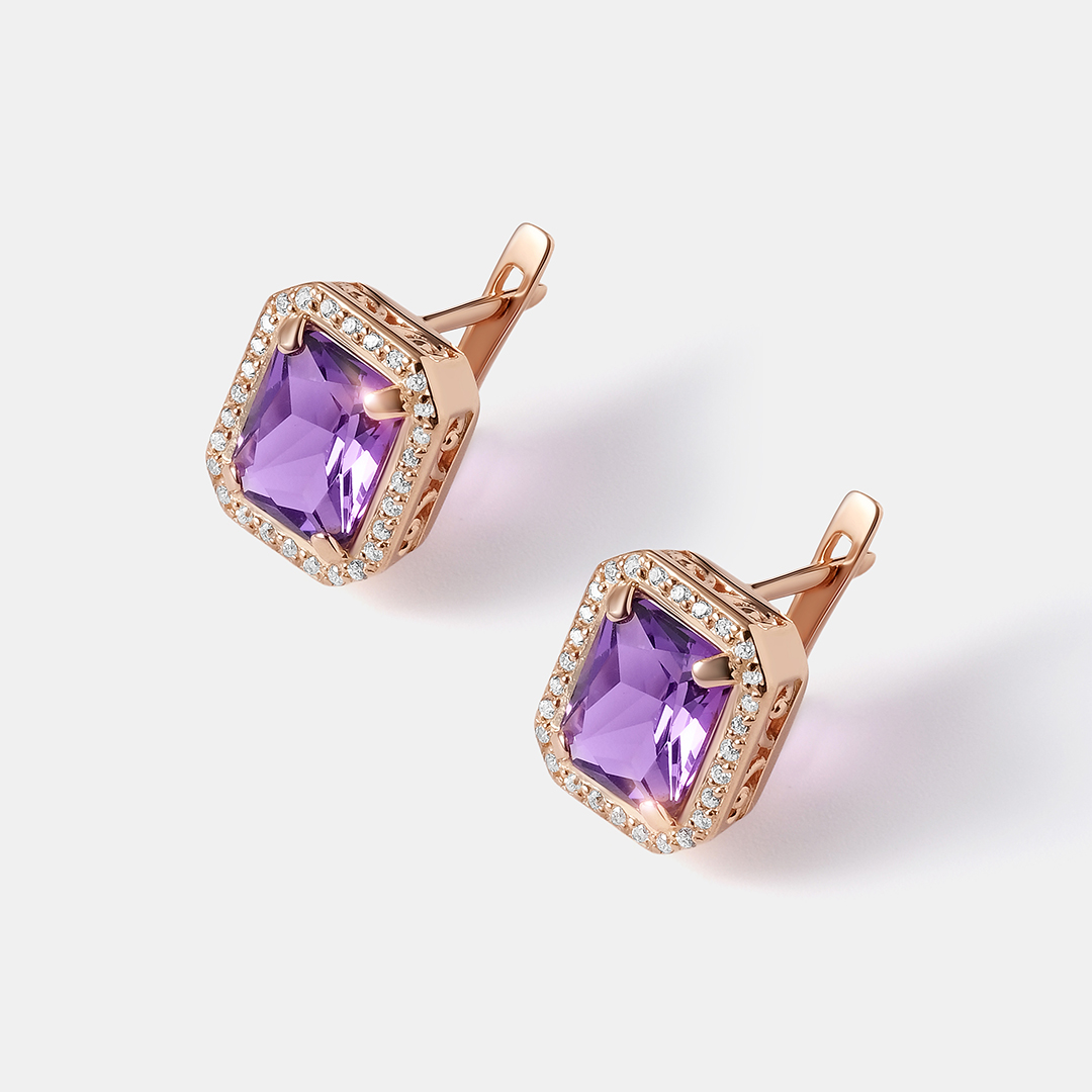 Серебряные серьги с аметистами