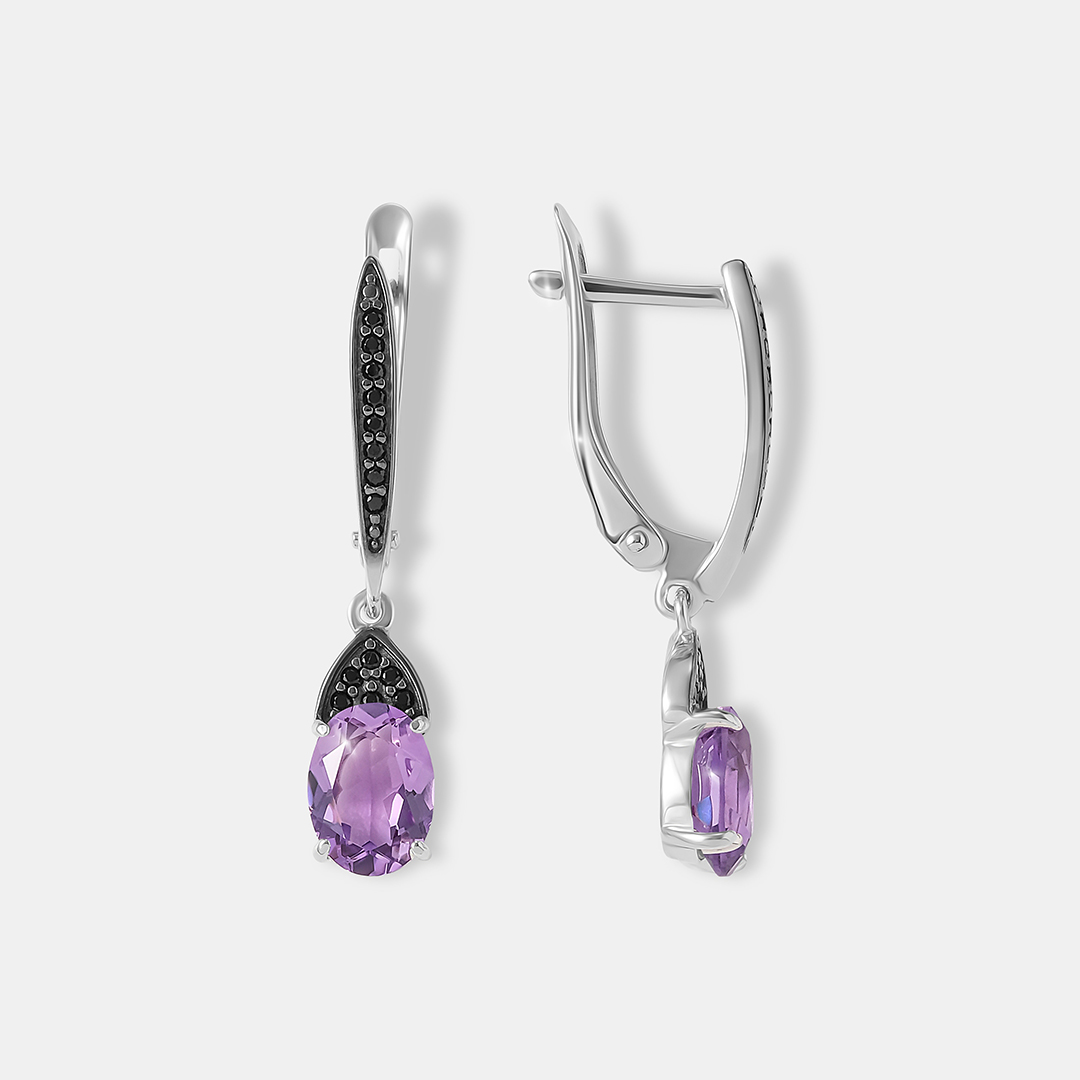Серебряные серьги с аметистами