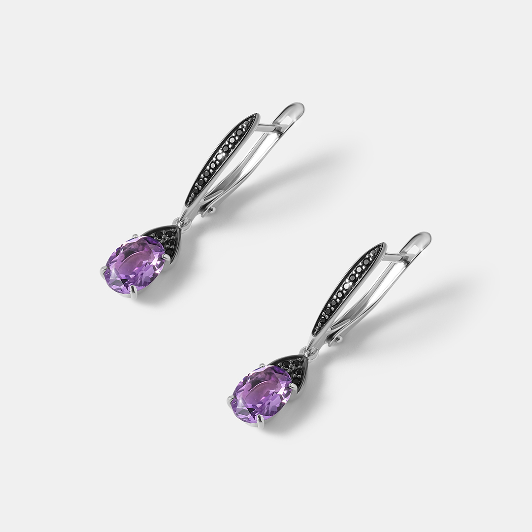 Серебряные серьги с аметистами