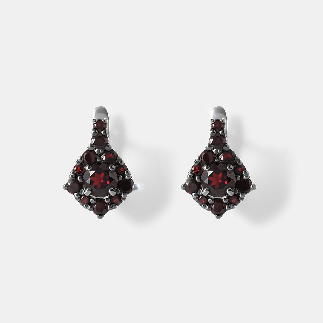 Серебряные серьги с чешскими гранатами