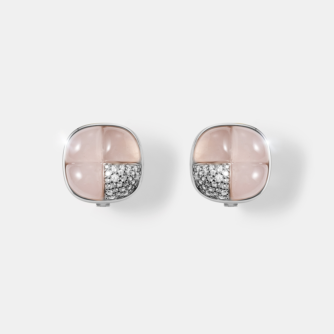 Серебряные серьги с розовым кварцем