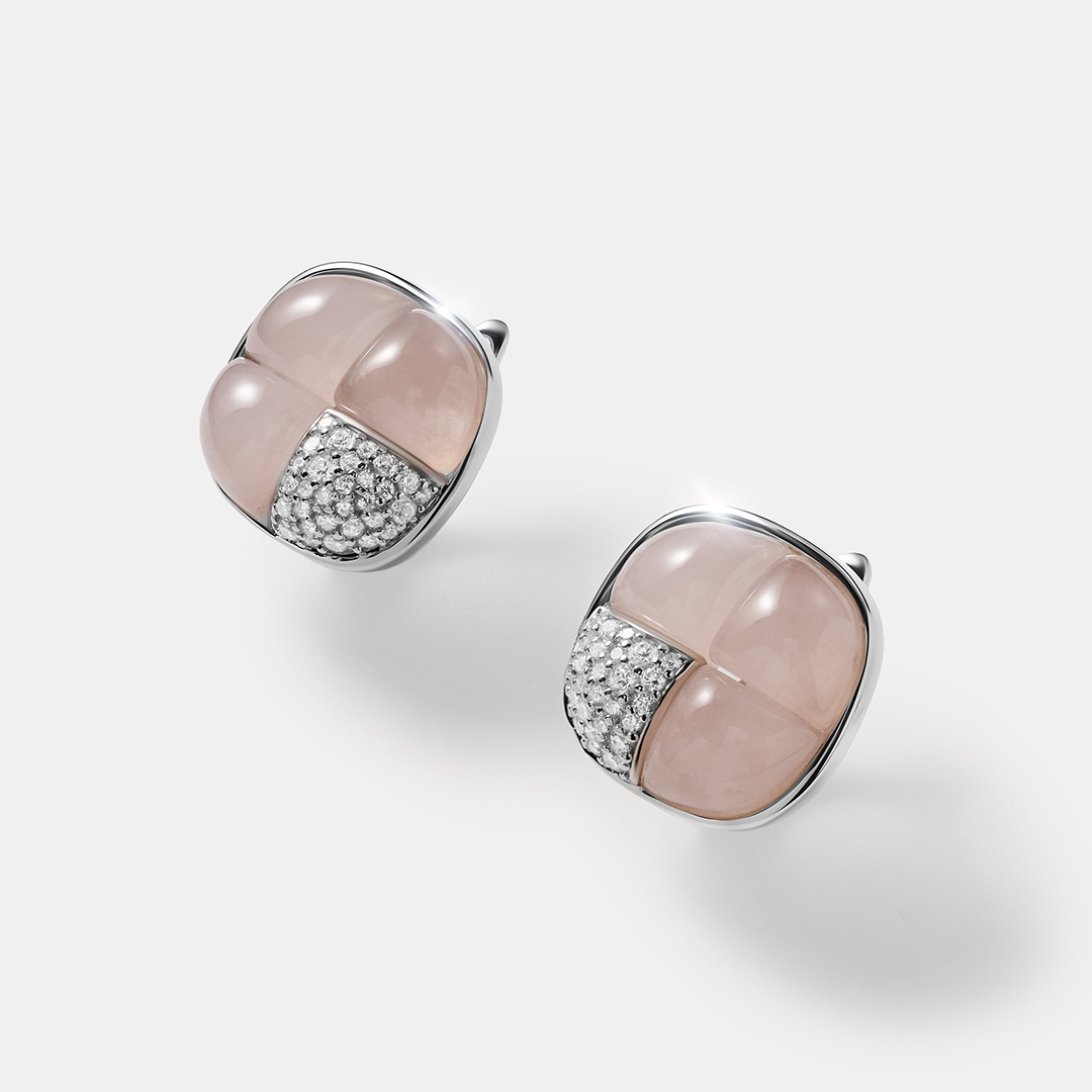 Серебряные серьги с розовым кварцем