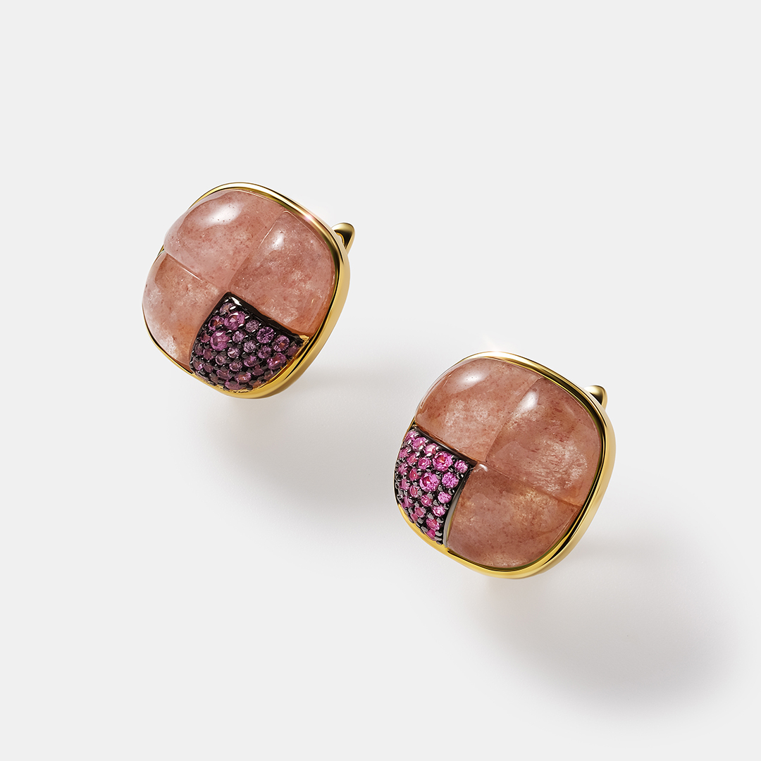 Серебряные серьги с розовым кварцем